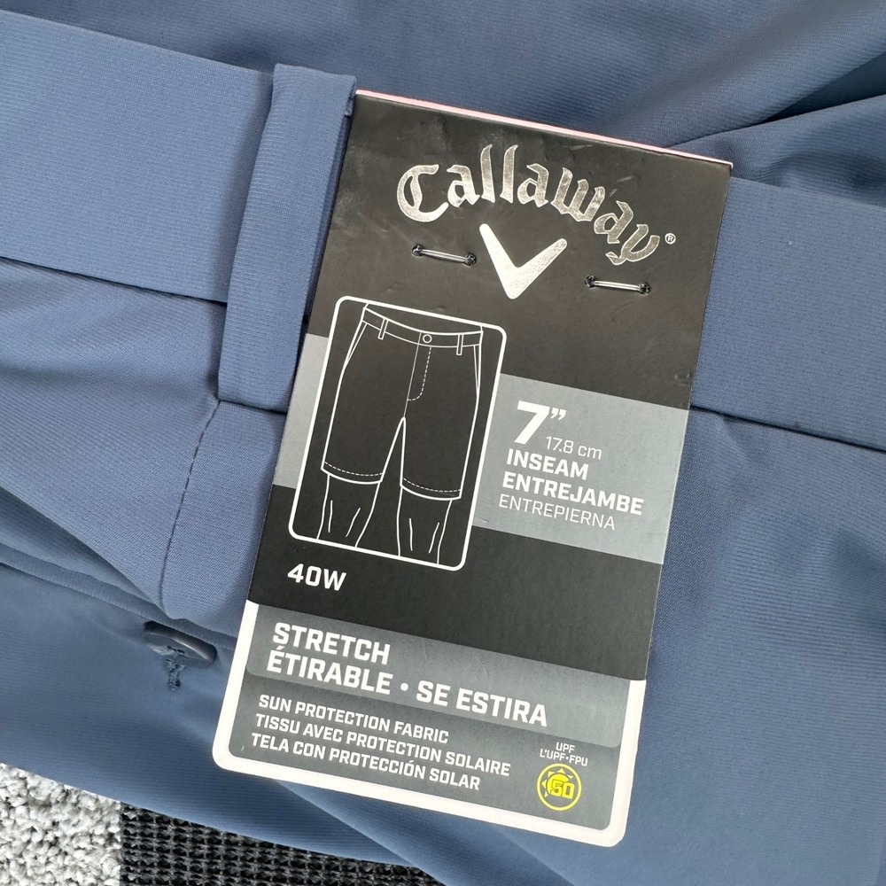 Callaway Golf Shorts Mens 40 Vintage Indigo Blue 7in Inseam Stretch Sun NEW - Picture 4 of 8